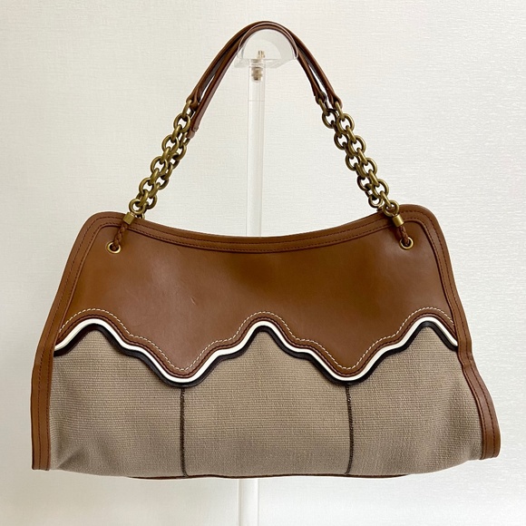 Bottega Veneta Caramel Leather & Taupe Canvas Hand to Crossbody Strap Bag w/ COA - Picture 16 of 16